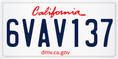 CA license plate 6VAV137