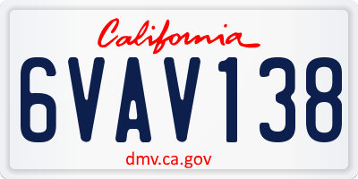 CA license plate 6VAV138