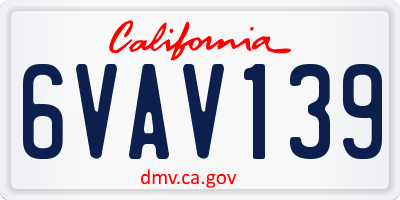 CA license plate 6VAV139