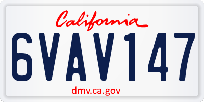 CA license plate 6VAV147