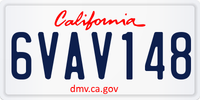 CA license plate 6VAV148