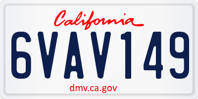 CA license plate 6VAV149