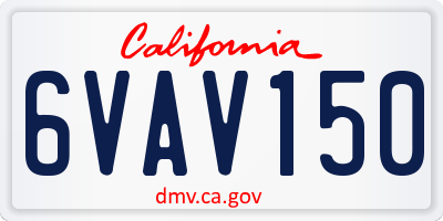 CA license plate 6VAV150