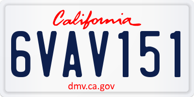 CA license plate 6VAV151