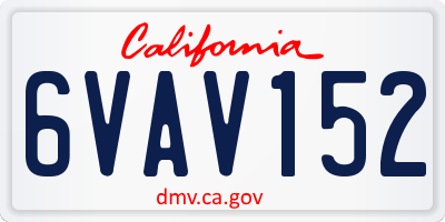 CA license plate 6VAV152