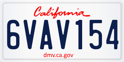 CA license plate 6VAV154