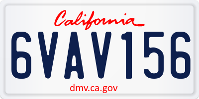 CA license plate 6VAV156