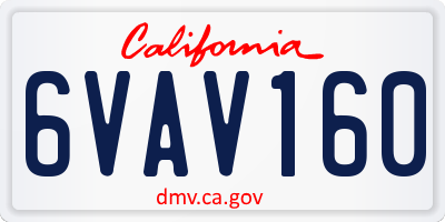 CA license plate 6VAV160