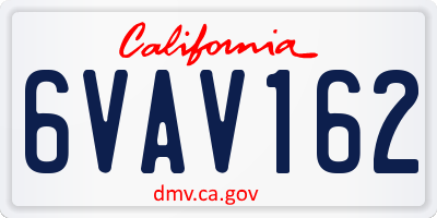 CA license plate 6VAV162