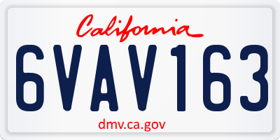CA license plate 6VAV163