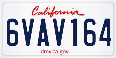 CA license plate 6VAV164