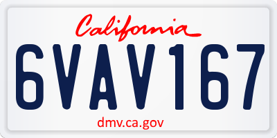 CA license plate 6VAV167