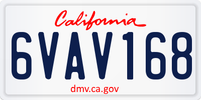 CA license plate 6VAV168