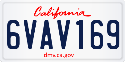 CA license plate 6VAV169