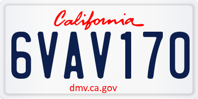 CA license plate 6VAV170