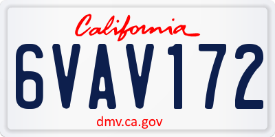 CA license plate 6VAV172