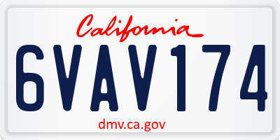 CA license plate 6VAV174