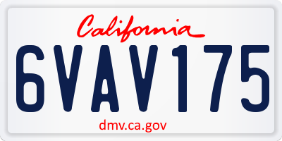 CA license plate 6VAV175