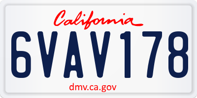 CA license plate 6VAV178