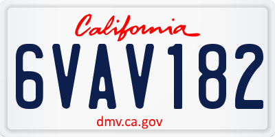 CA license plate 6VAV182