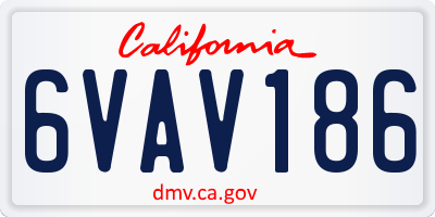CA license plate 6VAV186