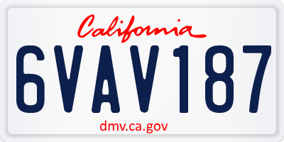 CA license plate 6VAV187
