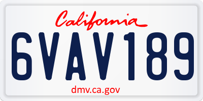 CA license plate 6VAV189
