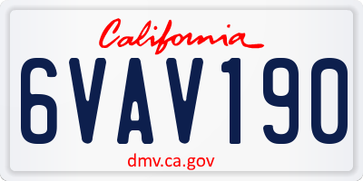 CA license plate 6VAV190