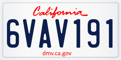 CA license plate 6VAV191