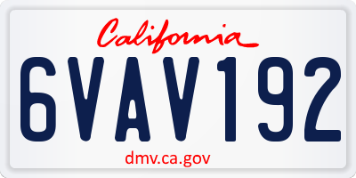 CA license plate 6VAV192