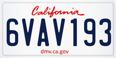 CA license plate 6VAV193