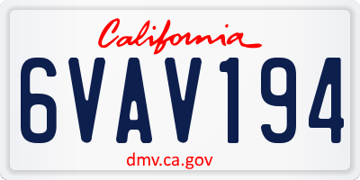 CA license plate 6VAV194