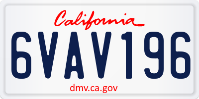 CA license plate 6VAV196