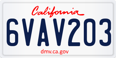 CA license plate 6VAV203