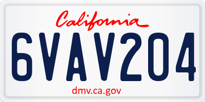 CA license plate 6VAV204