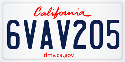 CA license plate 6VAV205