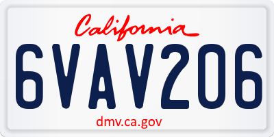 CA license plate 6VAV206