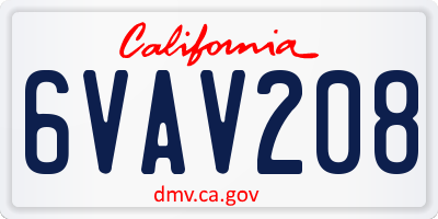 CA license plate 6VAV208