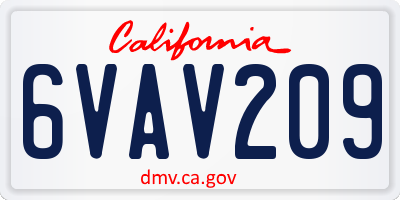 CA license plate 6VAV209