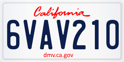 CA license plate 6VAV210