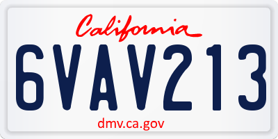 CA license plate 6VAV213