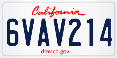 CA license plate 6VAV214