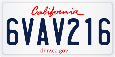 CA license plate 6VAV216