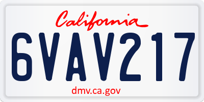 CA license plate 6VAV217