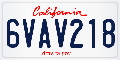 CA license plate 6VAV218
