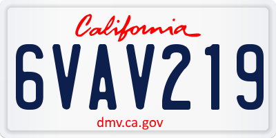 CA license plate 6VAV219