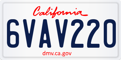 CA license plate 6VAV220