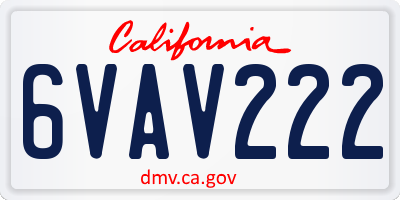 CA license plate 6VAV222