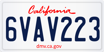 CA license plate 6VAV223