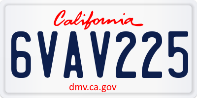 CA license plate 6VAV225
